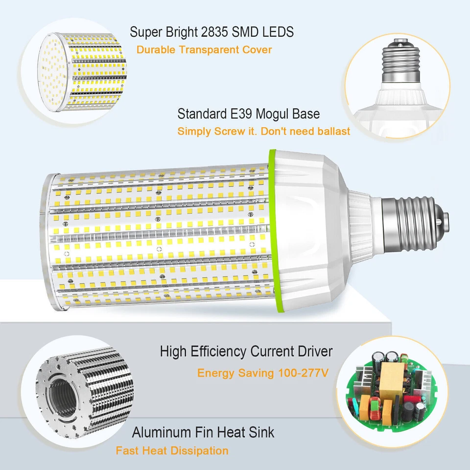 100W LED Corn Light Bulb 5000K Replacement 350 Watt CFL HPS Fow Warehouse Store - Image 4 of 4