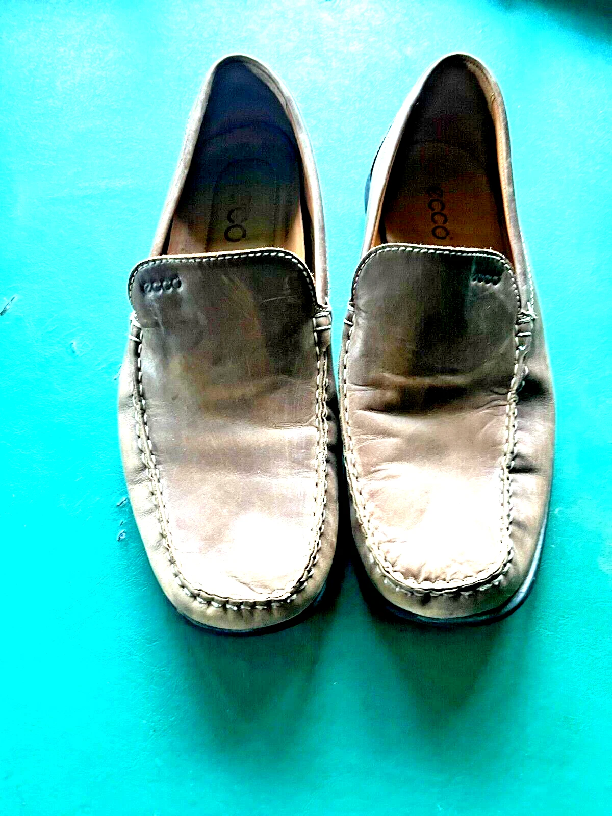 ECCO mocassini slip on in pelle marrone scuro scarpe casual da uomo 43 9 9 5