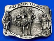 Square Dance 1987 Commemorative Western Music Fan Belt Buckle By Arroyo Grande