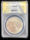 1923 Peace Silver Dollar $1 Coin ANACS MS62 Bright & Clean BU Coin