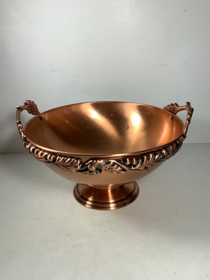 Vintage Copper Footed Fruit Bowl with Oak Leaves Decor 10 in. eBay