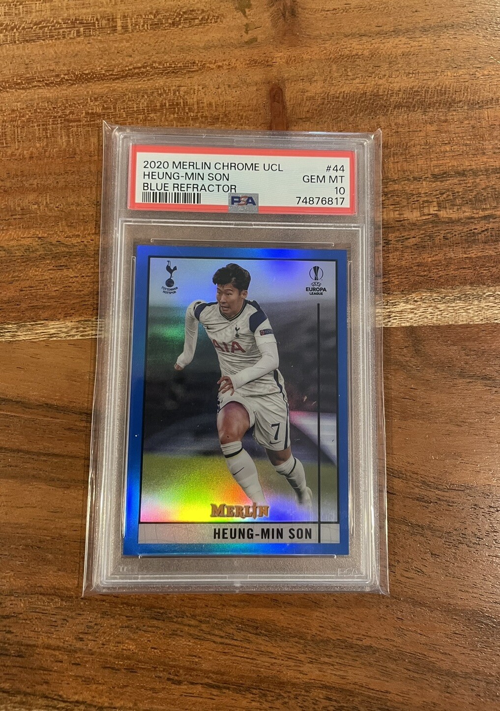 Heung-Min Son 2020 Topps UEFA Merlin Chrome Blue Refractor /75 PSA 10 Gem Mint