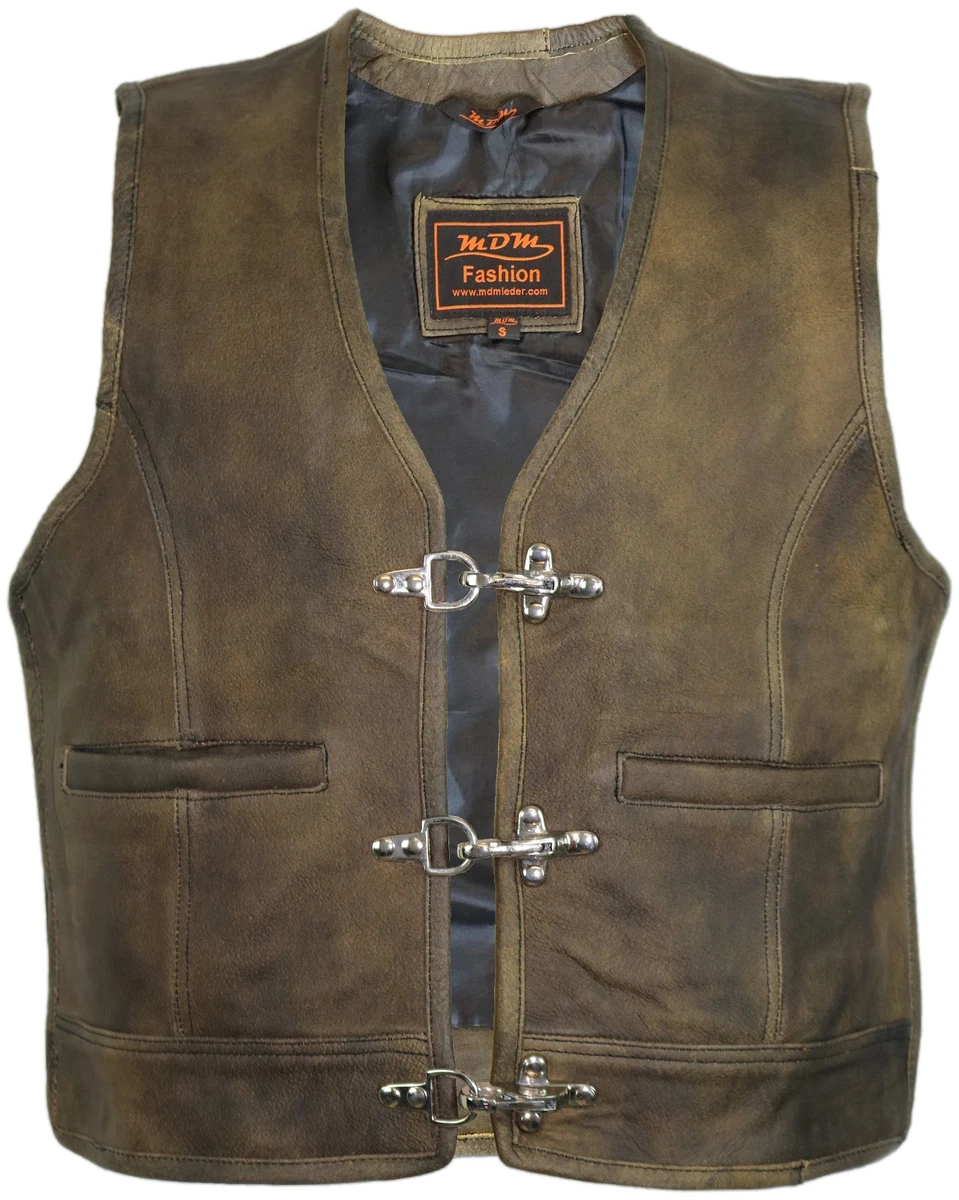 Leder Weste Herren Motorrad Kutte Biker Weste Leder Kutte Bon Cracker Braun