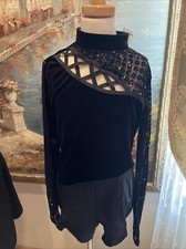 Girls Unitard Jumpsuit Dance Costume Black Small Medium Pre Owned