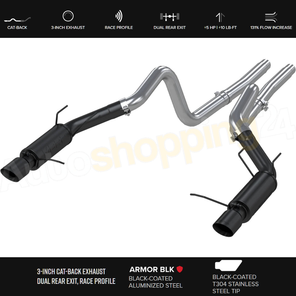 MBRP S7264BLK 3" Catback Exhaust for 2011-2012 Ford GT500 5.4L V8