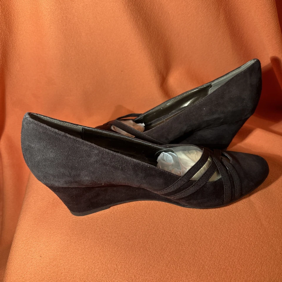 Markon Dark Brown Suede Leather Wedge “Quarry” Slip On Women’s Shoes 9m - Image 2 of 4