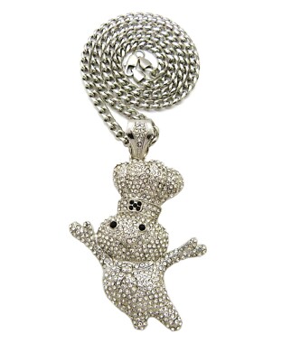 Ice Bling DOUGH BOY Pendant With 6mm 30'' Stainless Steel Cuban Chain