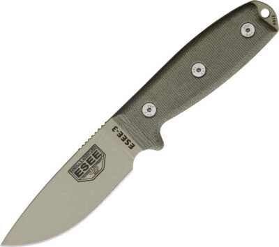 ESEE Model 3 Standard Edge Knife ES-3PM-DT 8 1/4'' overall. 3 3/4'' Super Tuff OD
