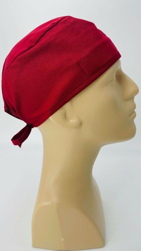 Scrub Cap Nurse Scrubs Hat Nursing Doctor Surgical Nurses, Cotton Solid Maroon - Picture 4 of 9