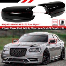 FOR 11-23 CHRYSLER 300 M STYLE GLOSS BLACK ADD-ON SIDE MIRROR COVER CAP OVERLAY