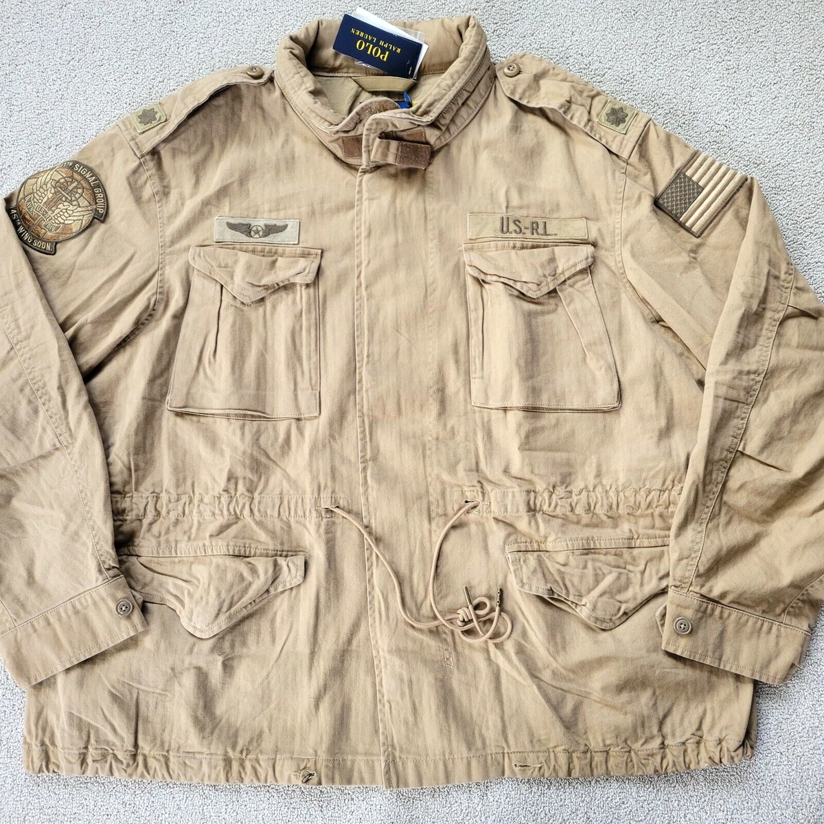 Polo Ralph Lauren Mens Herringbone Military Field Jacket Khaki Big