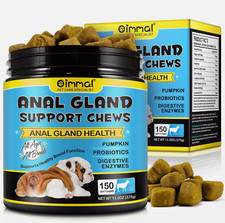 150 OIMMAL ANAL GLAND HEALTH SUPPORT DOG CHEWS TREATS PROBIOTICS - Beef Flavour