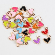 30pcs 8x9mm Alloy Enamel Heart Charms Pendants for DIY Jewelry Making Findings