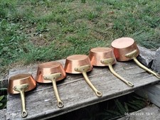 ancienne série de 5 casseroles en cuivre évasé poids 4856 kg