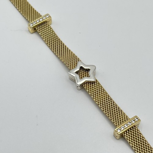 Retired Pandora Reflexions MESH BRACELET 2 Rhinestone Gold Plate/925 ...