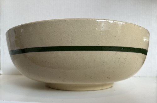 Vintage 1950s Watt Oven Ware #55 Bowl w/ Red Star Flower 11.5" dia. Green Stripe - Picture 4 of 6