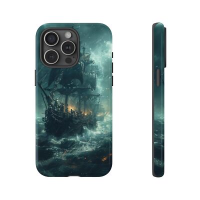 Phone Ink - Case for iPhone Galaxy Pixel - Ghost Pirate Ship Thunderstorm