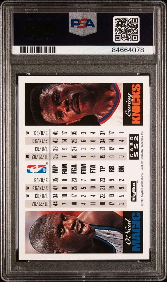 1993 SKYBOX PREMIUM SHOWDOWN SERIES S. O'NEAL/P. EWING #SS2 PSA 10 GEM MINT RARE - Image 2 of 3