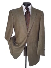 ]] Nordstrom Hart Schaffner Marx Beige Check Plaid 2Button Wool Jacket Coat 42 R