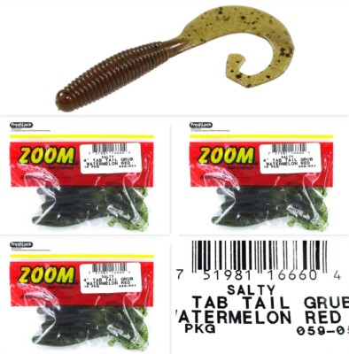 (3) Unopened Packs Zoom Salty 4'' Tab Tail Grub Watermelon Red 059-054 Brand New