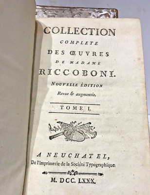 RARE COLLECTION DES OEUVRES DE M-J. RICCOBONI 1780 - 4 VOL PLEIN CUIR