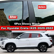 6Pcs Car Pillar Post Cover Trim For Hyundai Creta IX25 2020-2022 Window Sticker