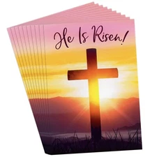 LOT OF 10 DAYSPRING RELIGIOUS EASTER Cards + Envelopes, He Is Risen! Cross Sun