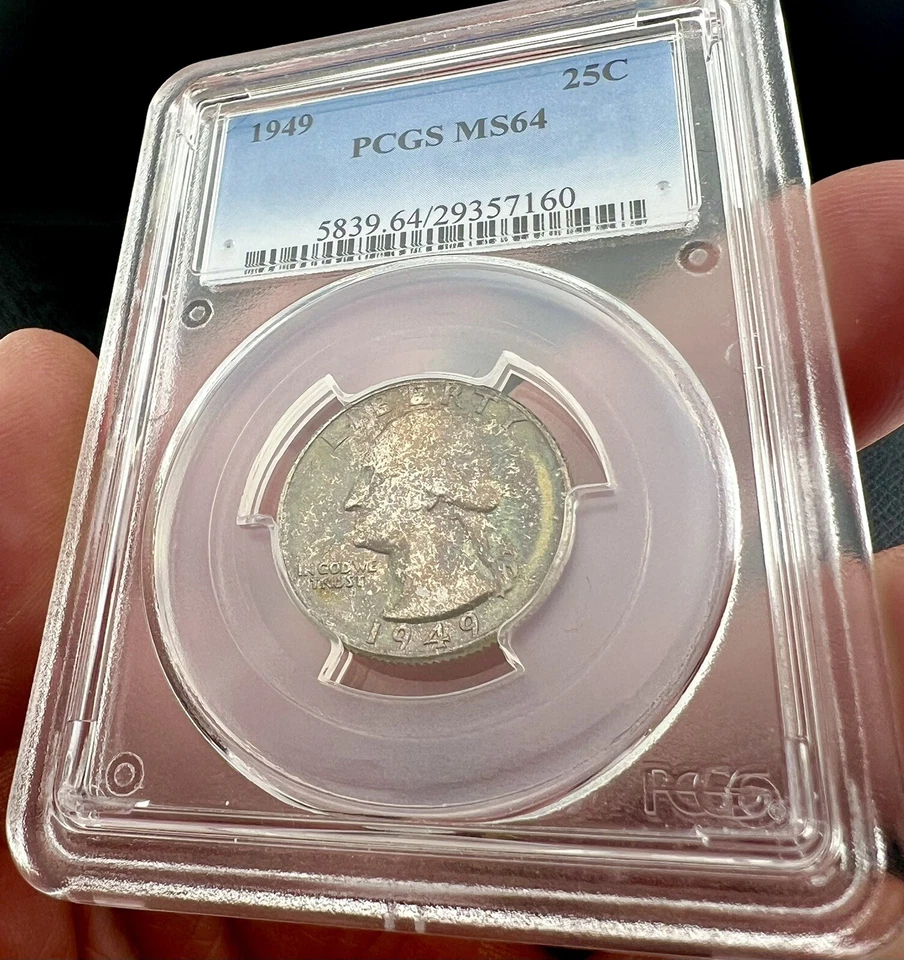 Moneda Washington Quarter 1949 MS64 PCGS graduada MS 64 tonificada Foto 3 de 4