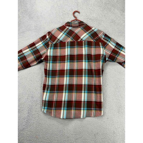Marmot Shirt Adult Large Maroon Blue Plaid Button Up Long Sleeve Pocket Logo Men - Picture 3 of 13