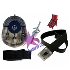 CC Scottish Kilt Sporran Thistle Belt Buckle,Pin,Sock,Flash 6 Pcs Set
