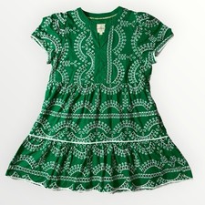 Umgee A Line Tiered Green & White Embroidered Eyelet Boho Dress Sz Medium #259