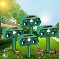 4Pack Ultrasonic Animal Pest Repeller Solar Powered Repellent Cat Dog Motion Det