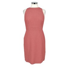 Ann Taylor Coral Pink Patterned Sleeveless Sheath Dress Size 6