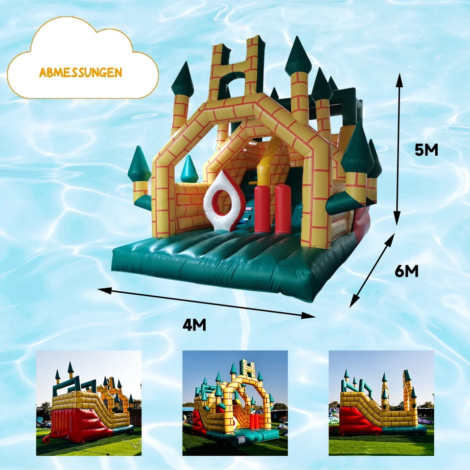 Profi Hüpfburg XXL Aufblasbar Schloss Kinderhüpfburg mit Rutsche inkl. Gebläse - Bild 2 von 4