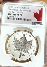 2021 Canada Silver $20 NGC Reverse PF70 - Maple Leaf - Super Incuse