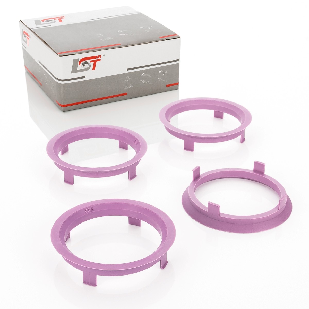 4x Distance Rings Centering Purple Alloy Wheels Ø 63,4 MM - Ø 71,6 for Lexus