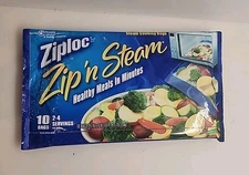 Ziploc Zip 'N Steam Medium Cooking Bags Pack of 10 Discontinued 7.25" x 8" NEW