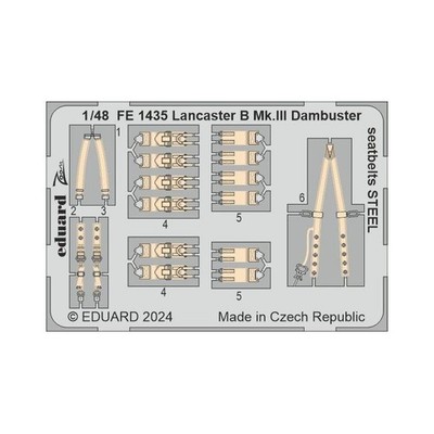 EDUARD FE1435 LANCASTER B MK.III DAMBUSTER SEATBELTS STEEL 1/48 ZOOM SET FOR HKM