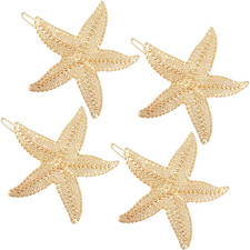 4 Pcs Starfish Hair Clips Metal Beach Mermaid Hair Pins Women