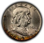 1954-D 50c Franklin Silver Half Dollar - Neon Rim Toning - BU - SKU-H3743