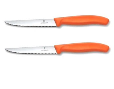 2er Set Victorinox Steakmesser Pizzamesser Küchenmesser Grill 11 cm BBQ ORANGE - Bild 1 von 2