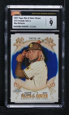 2021 Allen & Ginter Chrome Blue Refractor /150 Fernando Tatis Jr CSG 9 Mint 09dw