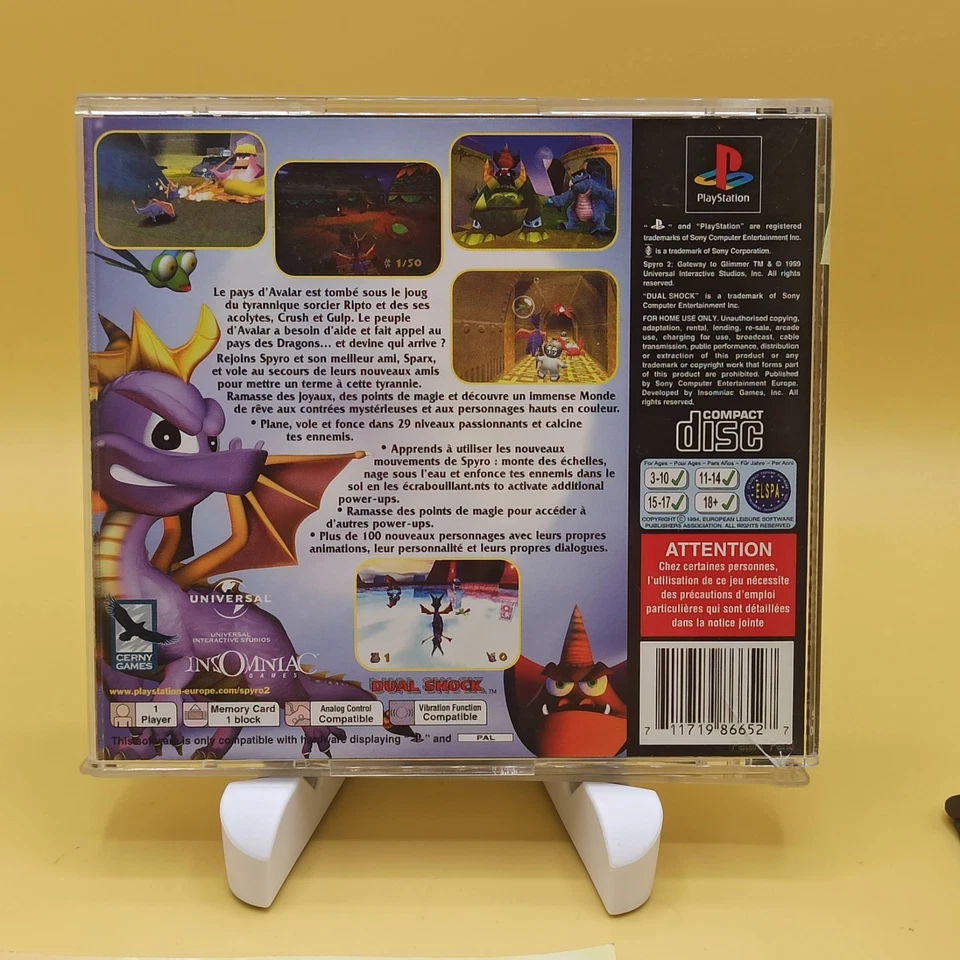 SPYRO 2 Gateway to Glimmer PS1 PAL ITA Disco Ottimo con Libretto - Immagine 3 di 4