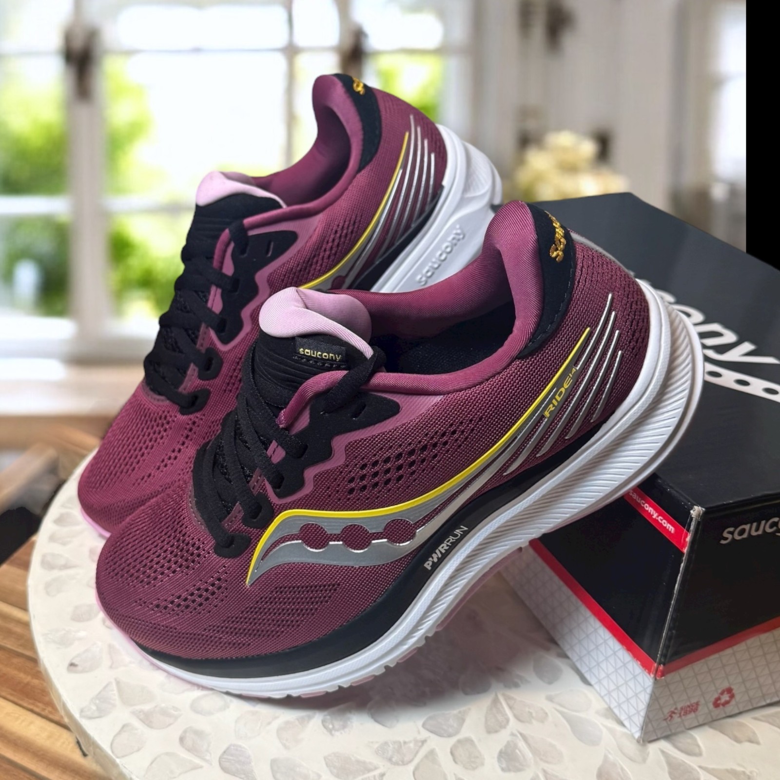 Saucony Womens Ride 14 Supportive Running Shoe 6.5 Quartz/Vizigold NEW thumbnail 5
