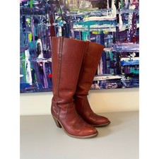 Frye Vintage Campus Boots in Reddish Brown Leather Size 8