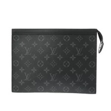 Louis Vuitton Monogram Eclipse Black Pochette Voyage Black Canvas Clutch Bag