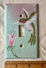 3) Hand Painted HUMMINGBIRD FLORAL Single Light Switch Cover Plates Signed Landt — photo 4