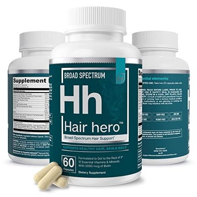 Hair Hero Vitamins for Men - 5000mcg Biotin - 60 Count