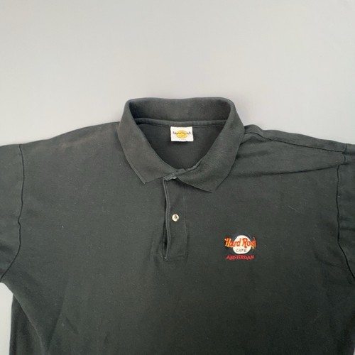 Vintage Hard Rock Cafe Shirt Adult XL Amsterdam Embroidered Black Polo Work - Picture 4 of 4