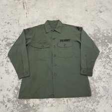 Vintage US Army OG-107 Utility Shirt Large Vietnam Sateen Military 60s USA